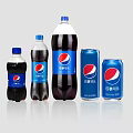 Pepsi Carbonated Beverage Collection with Various Bottles and Cans in Different Sizes 3d model