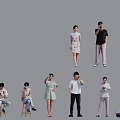 Multiple People In Different Poses And Various Outfits Doing Daily Activities 3d model
