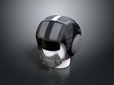 Modern Tactical Protective Helmet With Visor Earmuffs And Adjustable Chin Strap 3d model