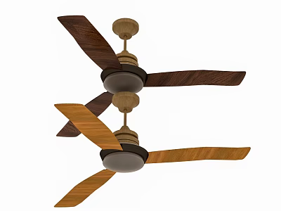 Air Conditioning Fan with Multiple Wooden Blades Ceiling Mounted Modern Indoor Use 3d model