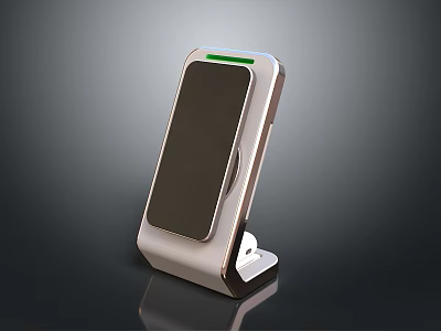 Sleek Modern Wireless Charging Stand With Tilting Panel And Green Light 3d model