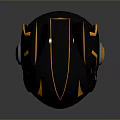 Futuristic Black And Orange Combat Helmet As Tactical Weapon Gear With Sharp Sleek Design
