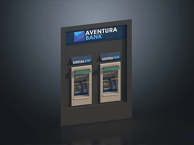 Modern Aventura Bank Commercial Equipment With Withdraw And Deposit ATM Machines 3d model