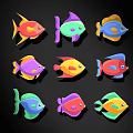 Colorful Cartoon Fish Wall Decor With Vibrant Design And Cute Artistic Patterns
