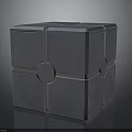 Modern Metallic Cube Structure With Smooth Surface And Circular Joint Details