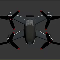Gray Drone With Four Propellers Red Tip Accents And Built In Camera 3d model