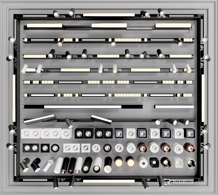 Downlights and Spotlights Display With Various Styles Sizes And Designs For Home And Commercial Use 3d model 