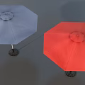 Outdoor Patio Umbrella Blue And Red Design With Sturdy Pole And Base