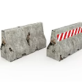 Concrete Road Barriers With Red And White Stripes For Traffic Safety