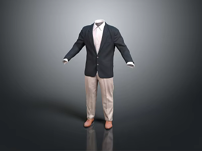 Dark Suit Jacket With White Shirt And Light Trousers On Mannequin 3d model