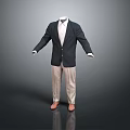 Dark Suit Jacket With White Shirt And Light Trousers On Mannequin