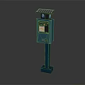 Blue Pole Mounted Solar Powered Outdoor Commercial Device With Panels And Display Screen