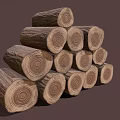 Rustic Wood Logs Stacked With Natural Grain Texture For Home Interior Design