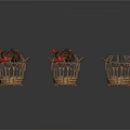 Set of Three Handmade Wicker Storage Baskets With Red Decorative Accents