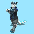 Game Movie Anthropomorphic Character With White Blue Fur Black Jacket And Mechanical Arm