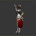 Robot Character With Mechanical Creature Design Silver Gold Armor And Red Cape Standing Pose