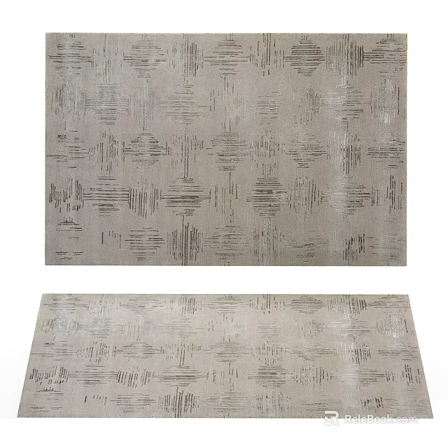 Modern Square Rug In Neutral Gray With Geometric Patterns And Soft Plush Texture 3d model 