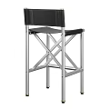 Modern Bar Stools With Black Leather Seat Backrest And Silver Metal X Shaped Frame