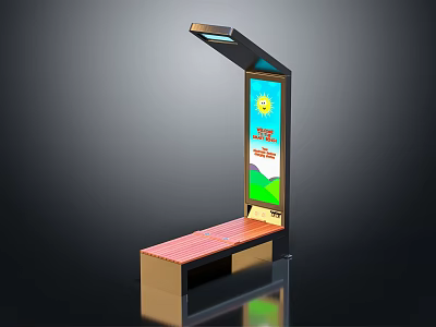 Modern Station Waiting Bench With Integrated Digital Display Screen For Passenger Information 3d model