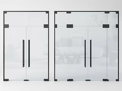 Modern Glass Doors With Black Frames And Metal Handles For Interior 3d model