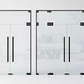 Modern Glass Doors With Black Frames And Metal Handles For Interior 3d model