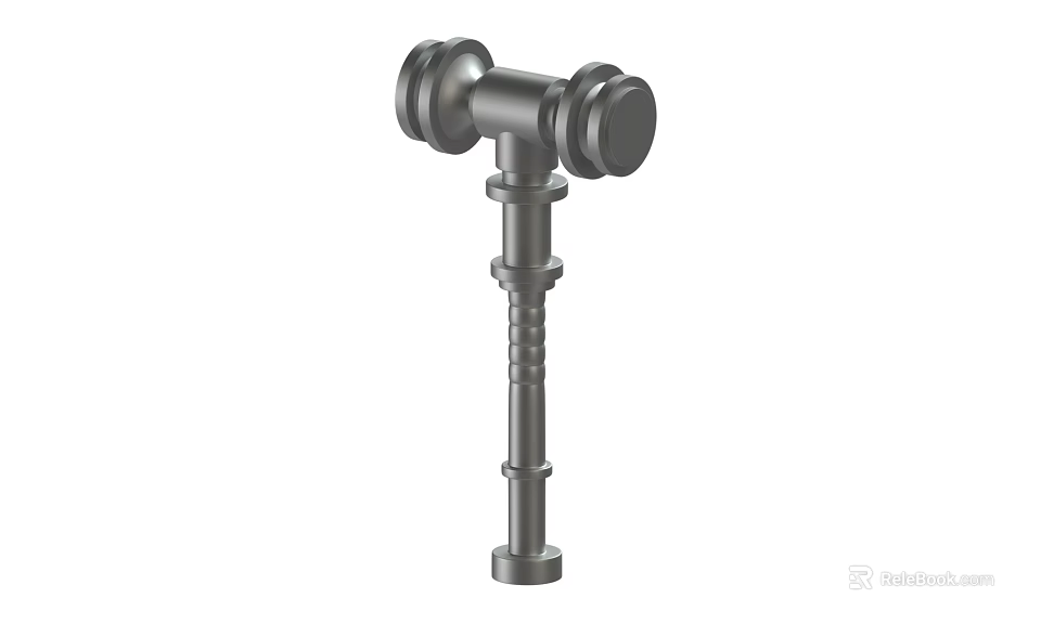 Modern Industrial Metal Faucet with Dual Round Handles and Structural Pipe Design 3d model 