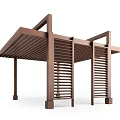 Stylish Wooden Pergola Outdoor Structure With Slatted Roof And Support Pillars Design