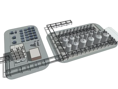 Industrial Equipment Structure with Cylindrical Tanks Platforms Pipes and Control Panels 3d model