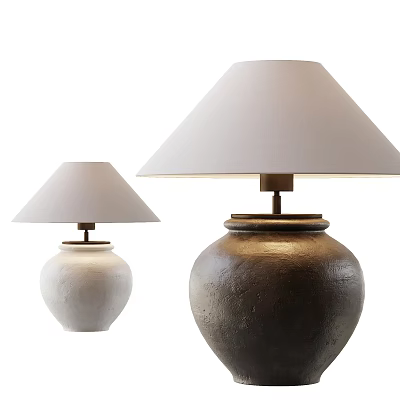 Modern Table Lamps With Ceramic Bases White And Dark And White Fabric Shades 3d model
