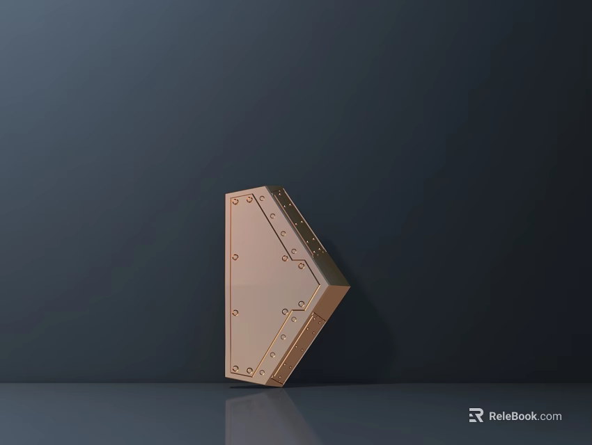 Golden Building Exterior Wall With Rivets And Glossy Three Dimensional Design 3d model 