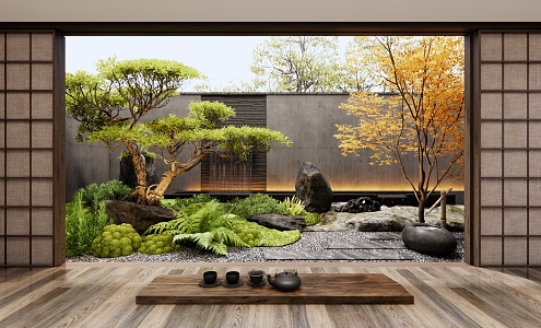 Japanese-style courtyard landscape 3d model