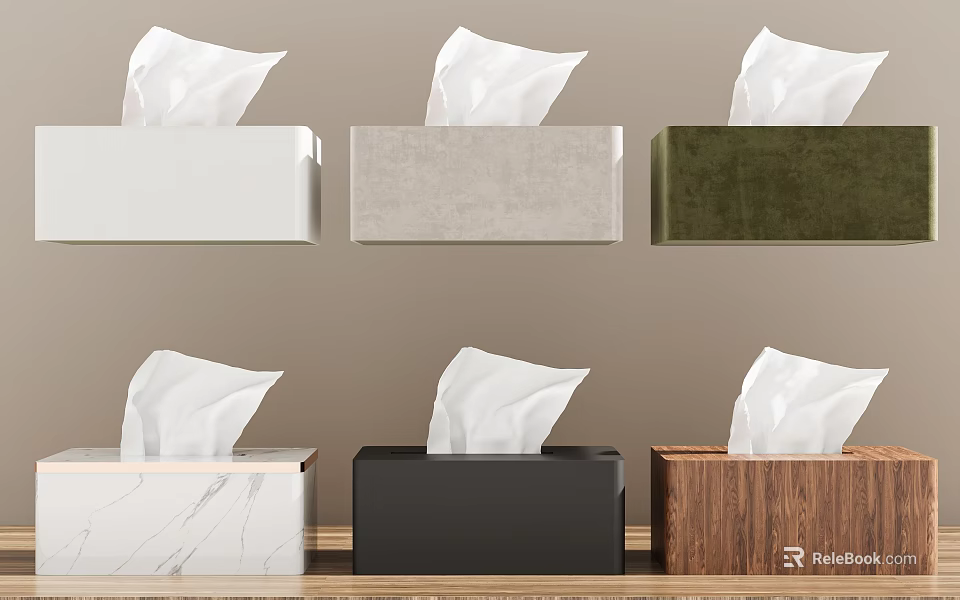 Household Tissue Boxes with Various Materials and Colors for Home Decoration 3d model 
