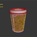 Orange Paper Cup With Silver Lid And Diamond Pattern For Hot Drinks 3d model