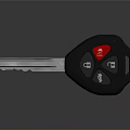 Black Car Key With Silver Blade Red Button And Control Buttons For Daily Use 3d model