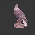 Eagle Sculpture Standing On Rock Base With White Head Brown Body White Tail 3d model