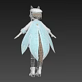 Anime Girl In White Top Blue Cape With Cat Ears Black Shorts Standing