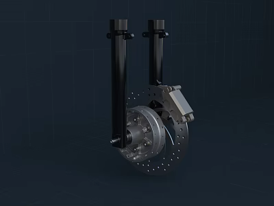 Industrial Equipment Brake Disc With Twin Black Brackets And Metal Mechanical Components 3d model