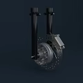 Industrial Equipment Brake Disc With Twin Black Brackets And Metal Mechanical Components