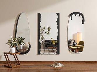 French retro irregular full-length mirror 3d model