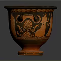 Ancient Greek Decorative Vase With Black Orange Figural Scenes And Handles
