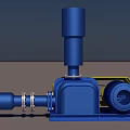 Blue Industrial Equipment With Vertical Cylinder Base Motor And Connecting Pipeline Structure
