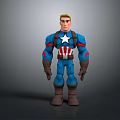 Cartoon Superhero Character In Blue Uniform With White Star Red Stripes Brown Gloves And Boots Standing Pose