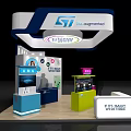 ST Super Properties Exhibition Booth Setup With Display Screens And Design Elements