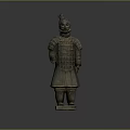 Ancient Chinese Terracotta Warrior Standing Figure With Armor For Historical Scene