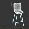 Modern Bar Stool With Brown Upholstered Seat And Silver Metal Legs