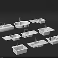 Various White Ceramic Bathroom Sinks With Single Hole Faucet Designs 3d model