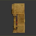 Traditional Arch Design Fireplace With Carved Stone Columns And Burning Flames