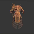 Ancient Warrior Armor With Golden Decorations Spikes And Ornate Green Gold Design