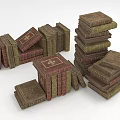 Vintage Stacked Books With Various Colored Leather Covers And Decorative Details