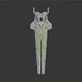 Cosmic Spacecraft Structural Part Featuring Green Blue Accents And Metallic Finish